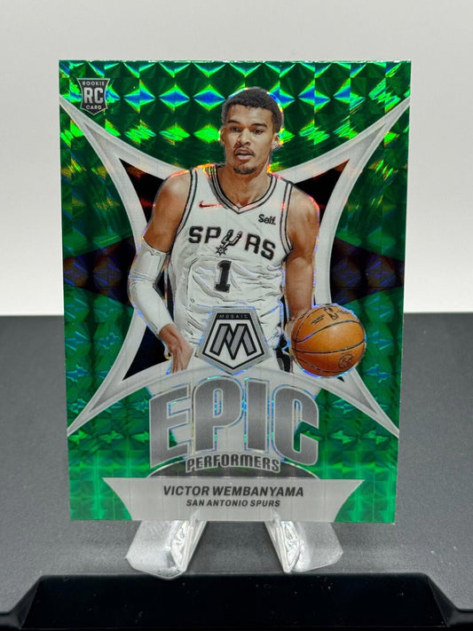 2023-24 Panini Mosaic - Epic Performers Green Prizm #12 Victor Wembanyama (RC)