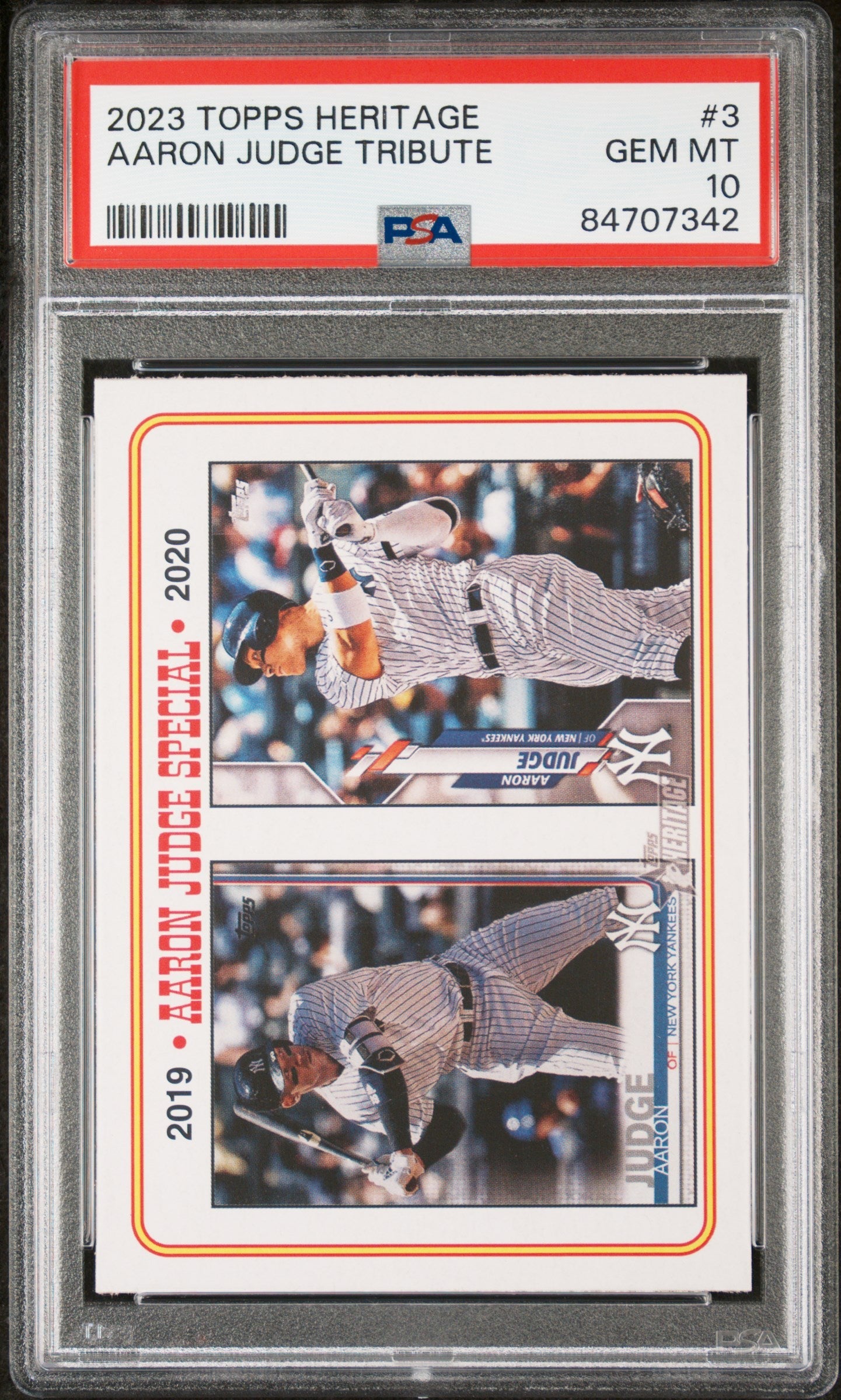 2023 TOPPS HERITAGE AARON JUDGE TRIBUTE #3 - PSA 10