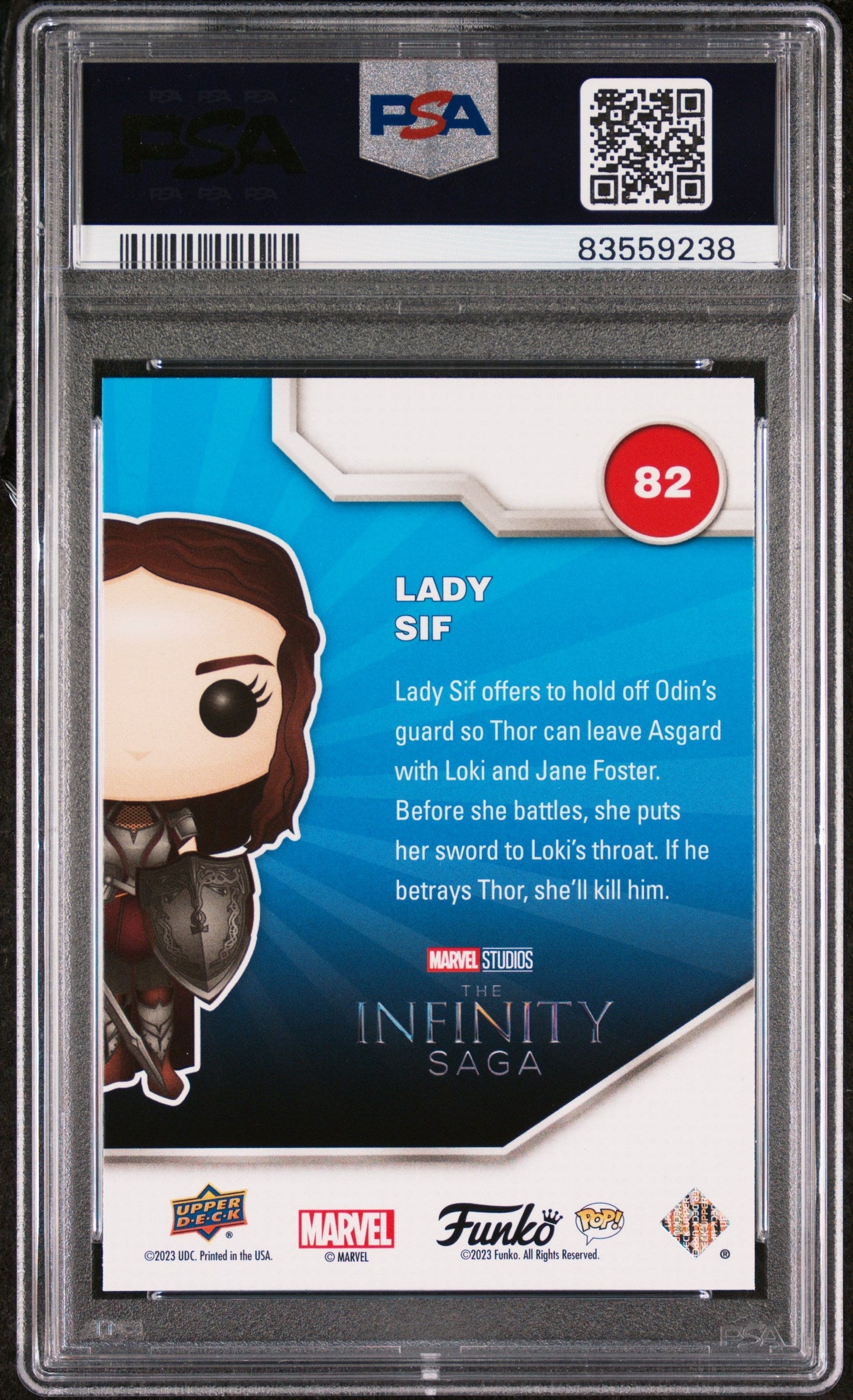 2023 UPPER DECK FUNKO POP MARVEL LADY SIF PLATINUM #82 PSA 10