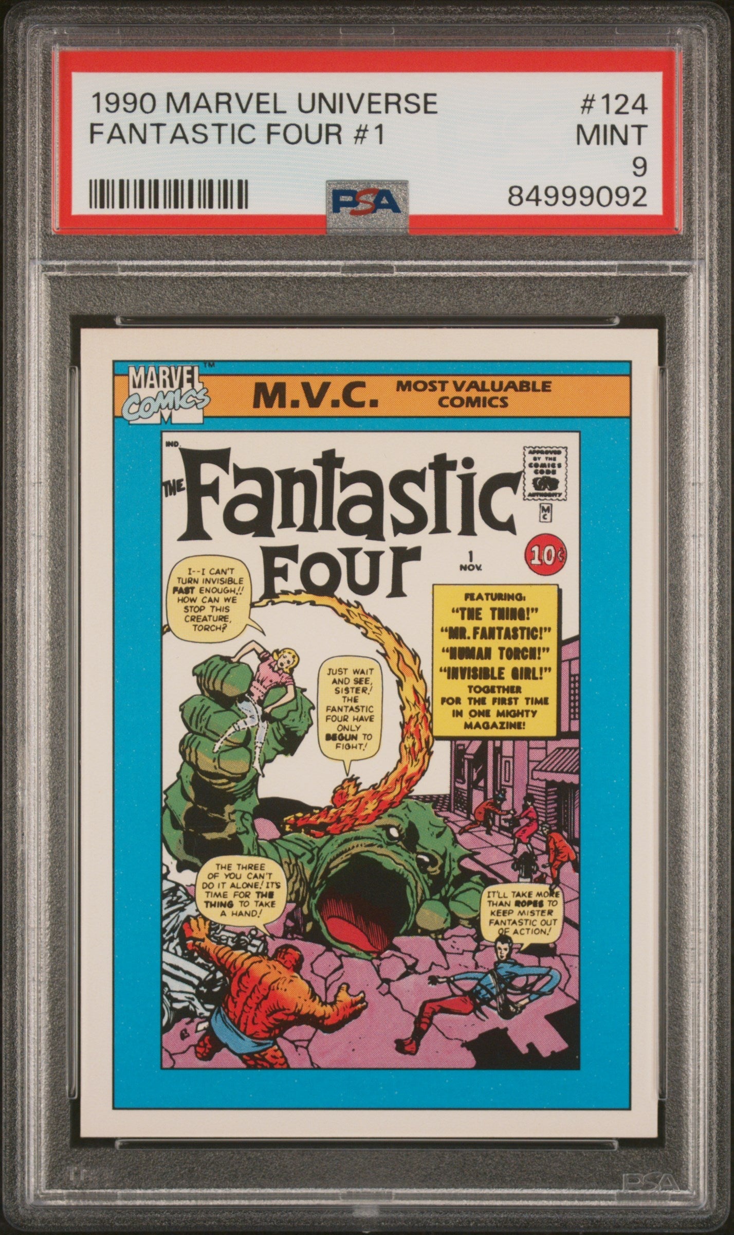 1990 MARVEL UNIVERSE FANTASTIC FOUR #1 #124 - PSA 9