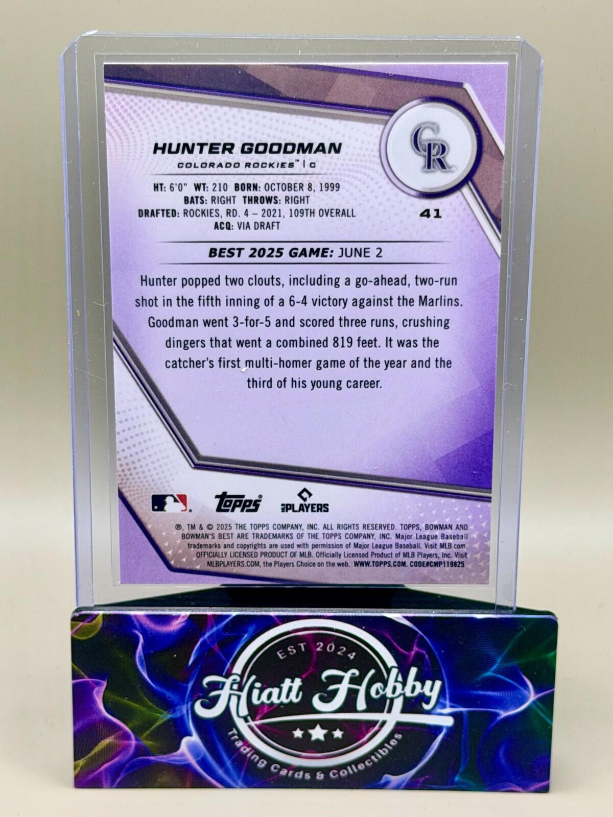 2025 Bowman's Best - #41 Hunter Goodman - Wave Refractor