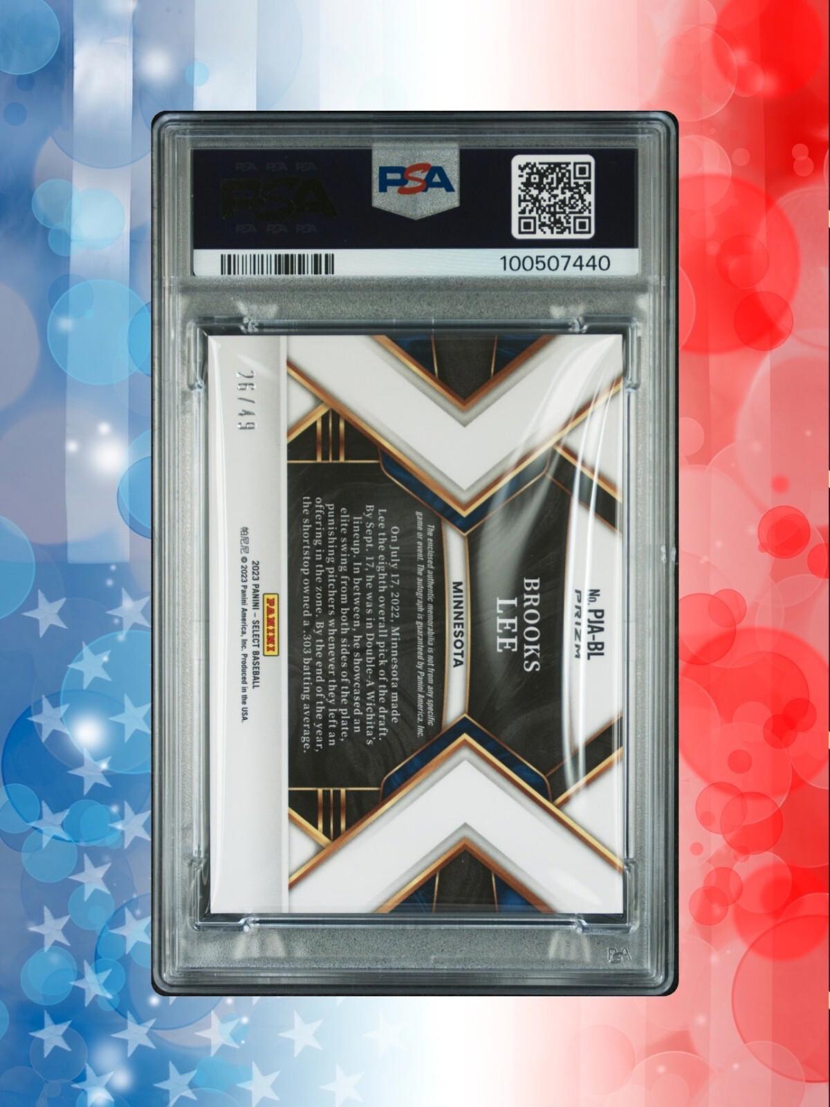 2023 Select Baseball - BROOKS LEE  #PJA-BL - RPA - Tri-Color /49 - PSA 8