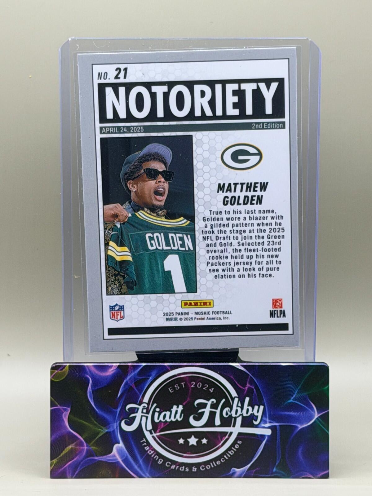 2025 Panini Mosaic Football - #21 Matthew Golden - Notoriety (RC)