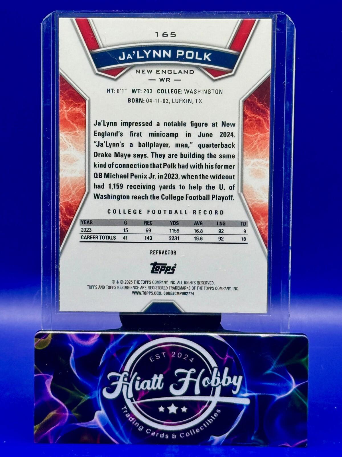 2024 Topps Resurgence - Rookies Ja'Lynn Polk #165 - Refractor (RC)