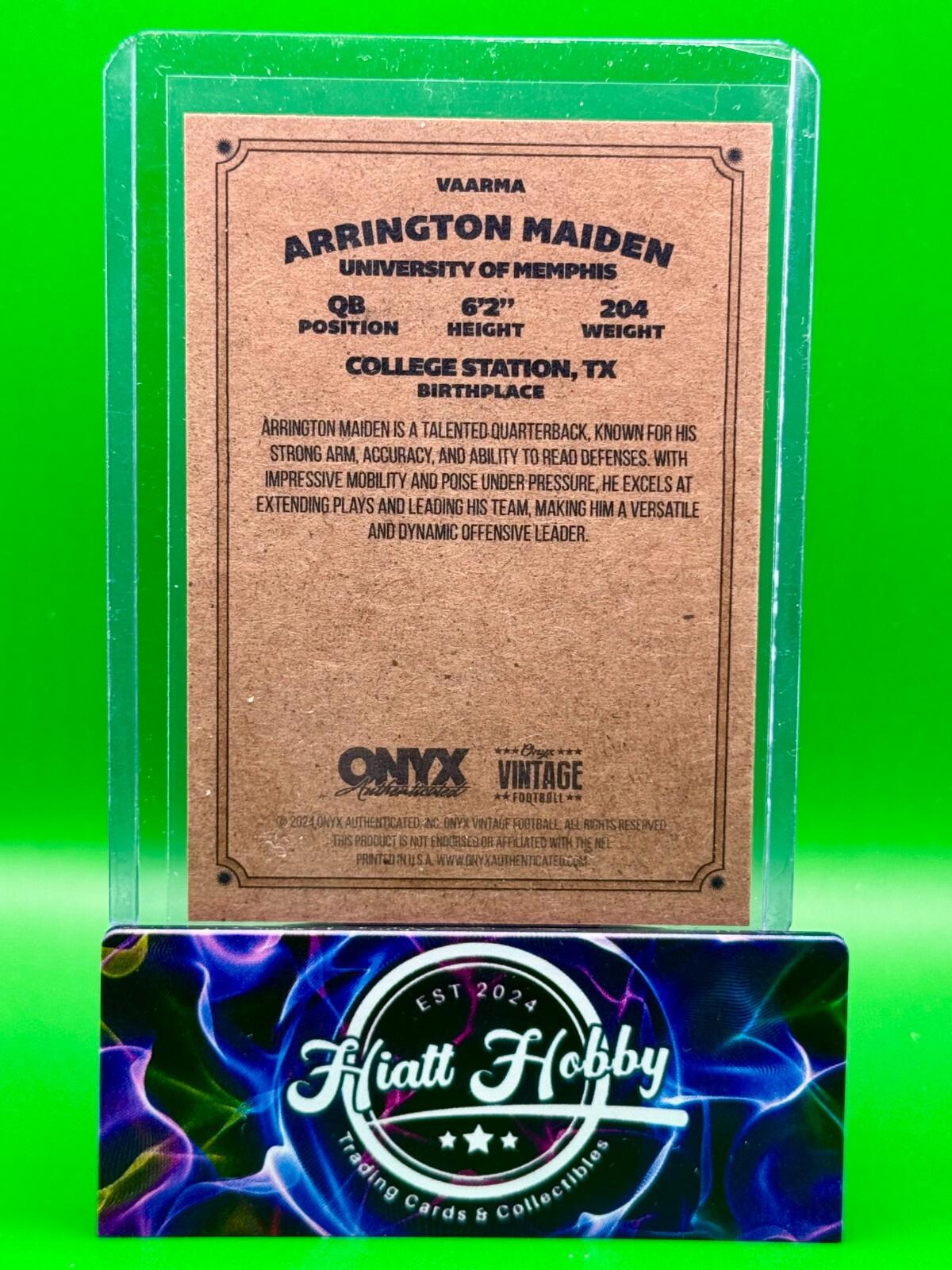 2024 Onyx Vintage Football - Arrington Maiden #VAARMA - Auto (AU,RC)