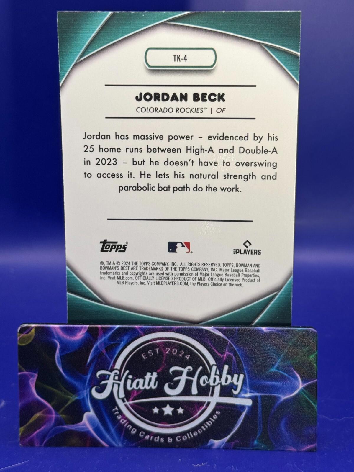 2024 Bowman's Best Baseball - Jordan Beck #TK-4 - Shots by the Kid