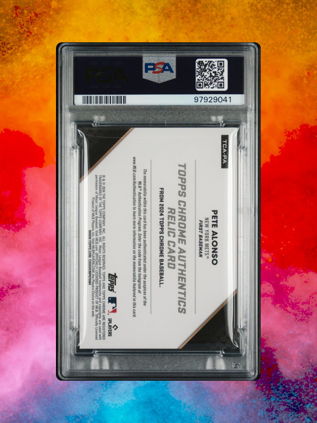 2024 Topps Chrome - Authentics Relics #TCA-PA Pete Alonso (MEM) - PSA 9