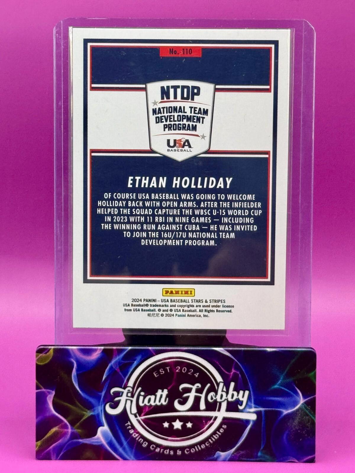 2024 Panini Stars and Stripes - Ethan Holliday #110 - 16U Stripes Prizm (RC)