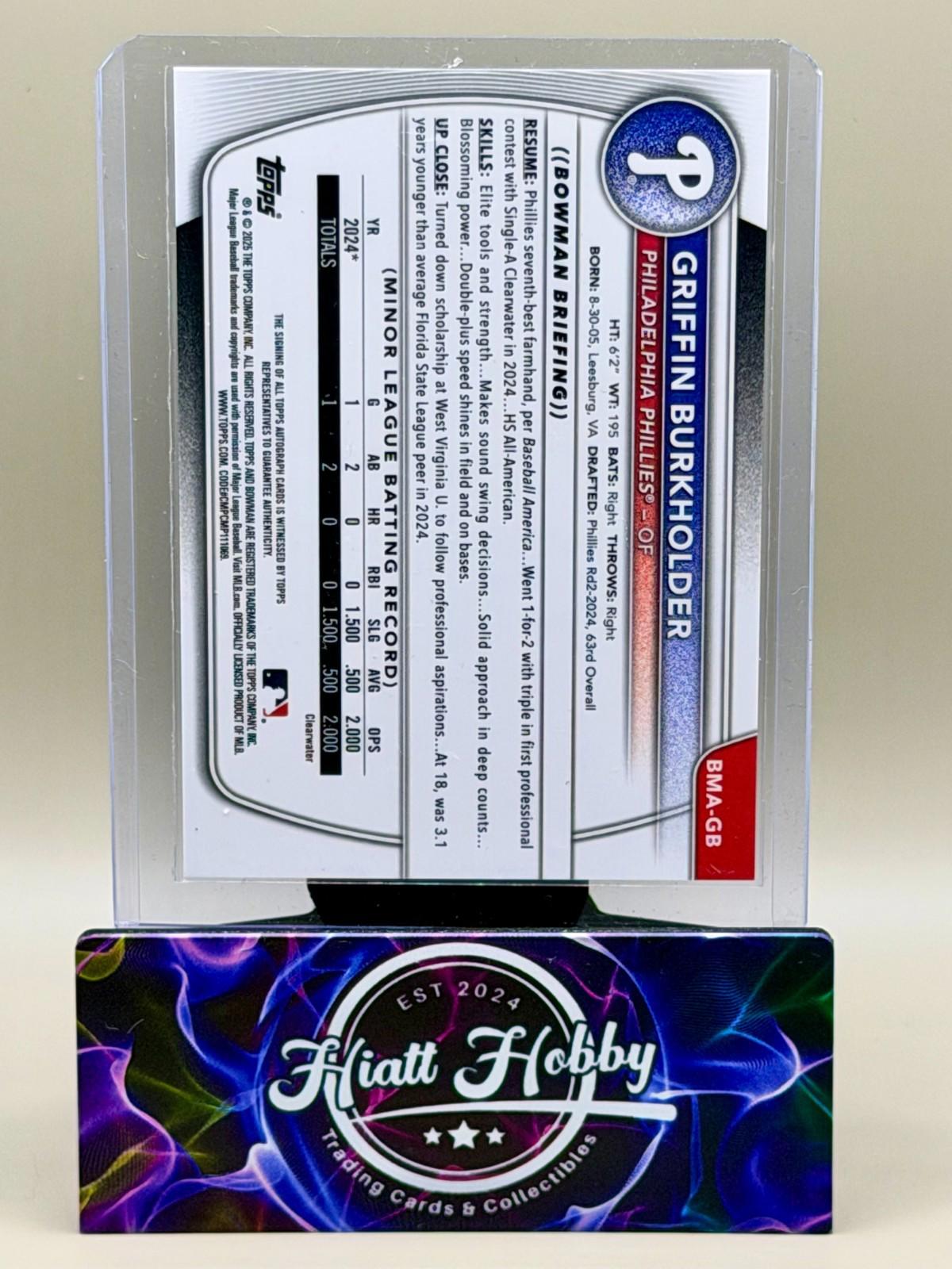 2025 Bowman Chrome - Griffin Burkholder #BMA-GB  - Mojo Auto (RC, AU)