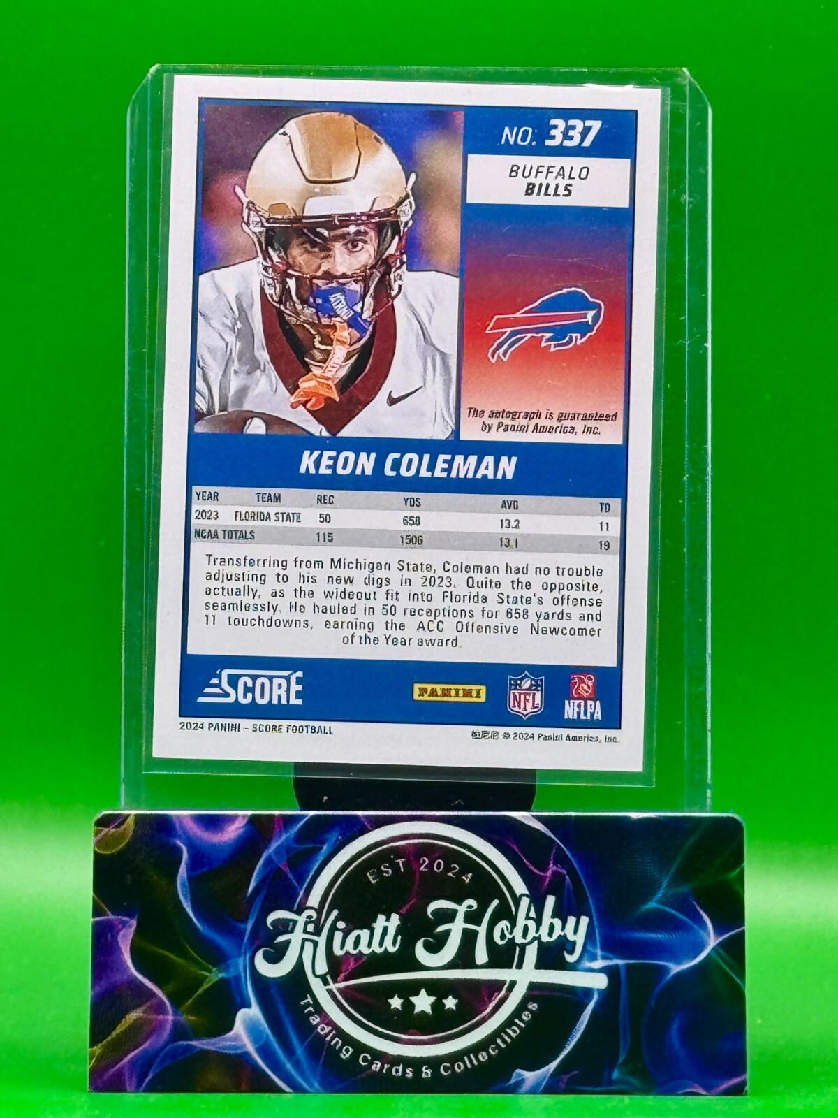 2024 Score - Rookies Keon Coleman #337 (RC, AU)