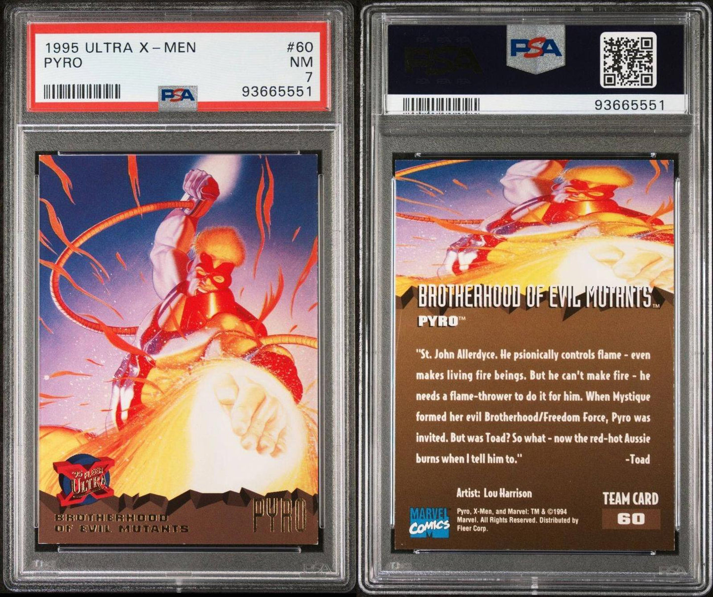 1995 Fleer Ultra X-Men Pyro #60 (NEAR MINT PSA 7)