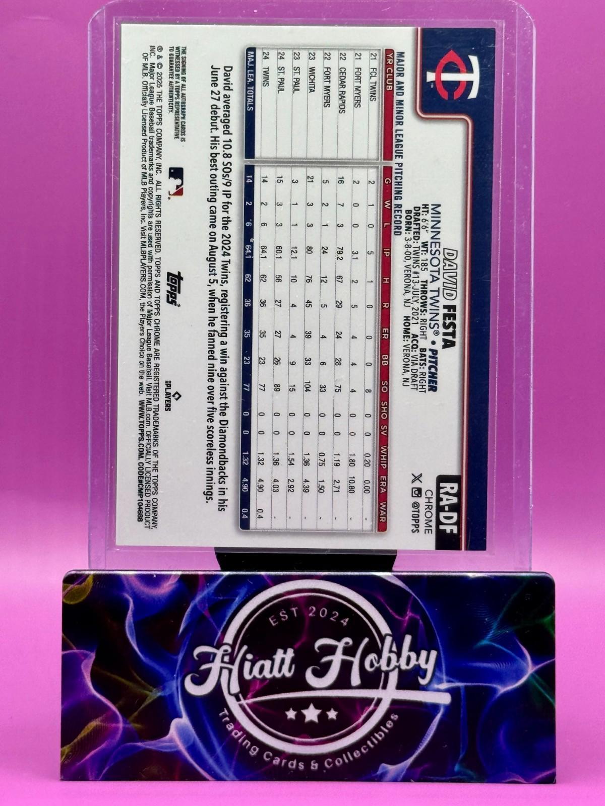 2025 Topps Chrome - David Festa #RA-DF - Gold Auto /50 (RC, AU)