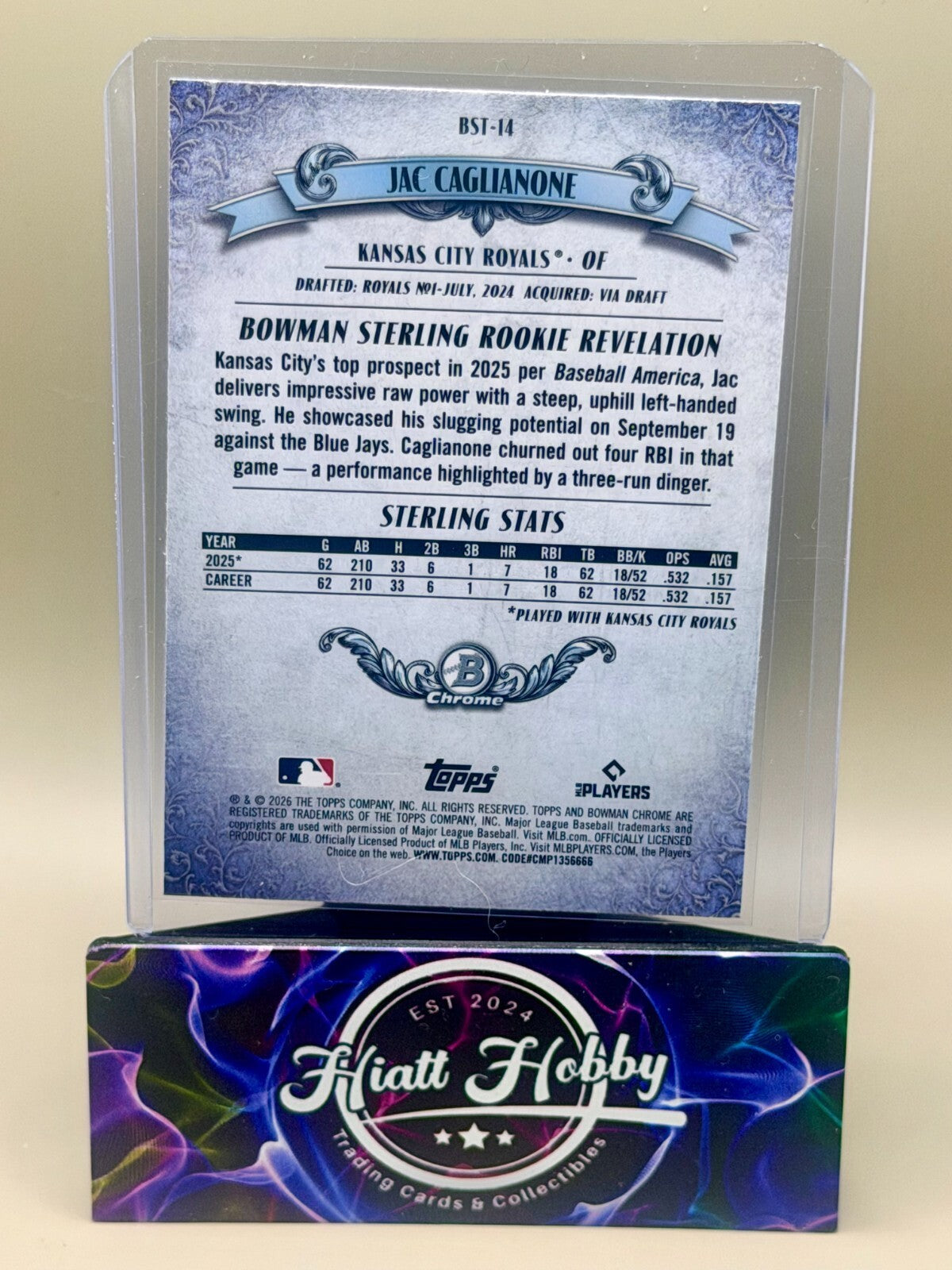 2026 Bowman Chrome Baseball - #BST-14 Jac Caglianone - Bowman Sterling Mojo (RC)