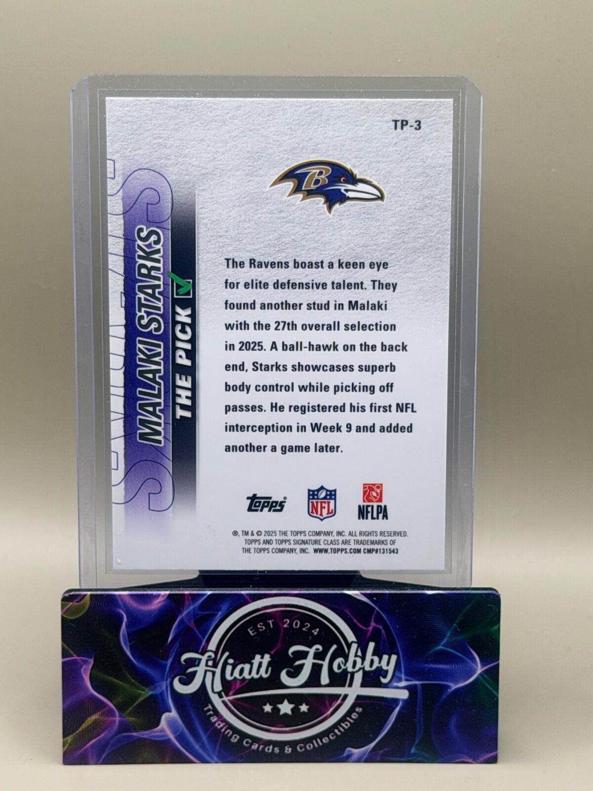 2025 Topps Signature Series Football - #TP-3 Malaki Starks - The Pick (RC)