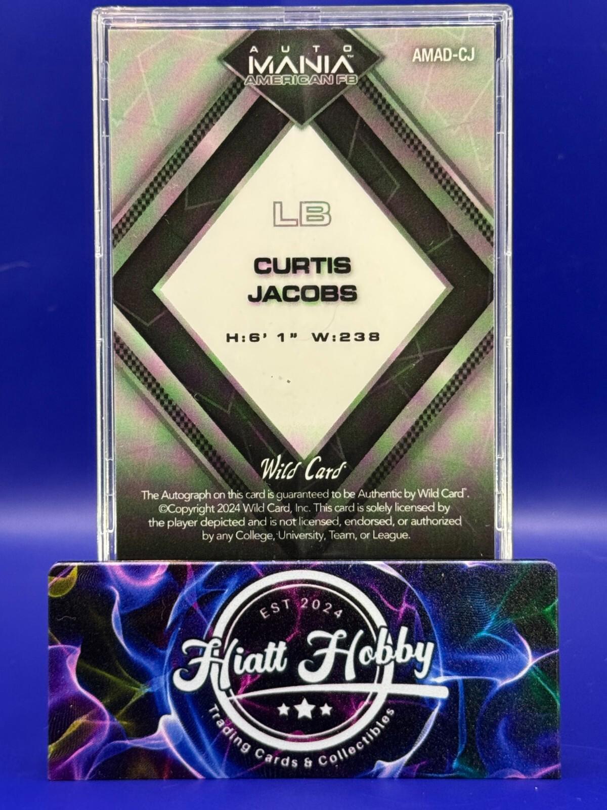 2024 Wild Card Auto Mania - Curtis Jacobs #AMAD-CJ - Vintage Flag Auto - Ice /10