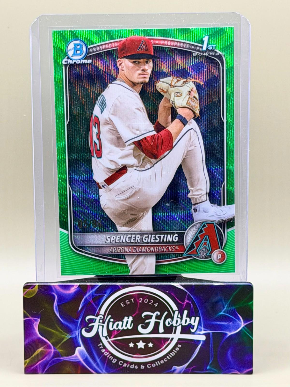 2025 Bowman Chrome - Spencer Giesting #BCP-165 - Green Wave /99 (RC)