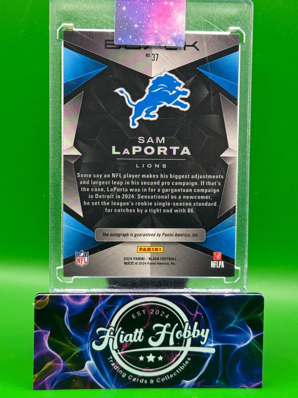 2024 Panini Black Football - Sam LaPorta #37 - Sapphire Auto /50 (AU)