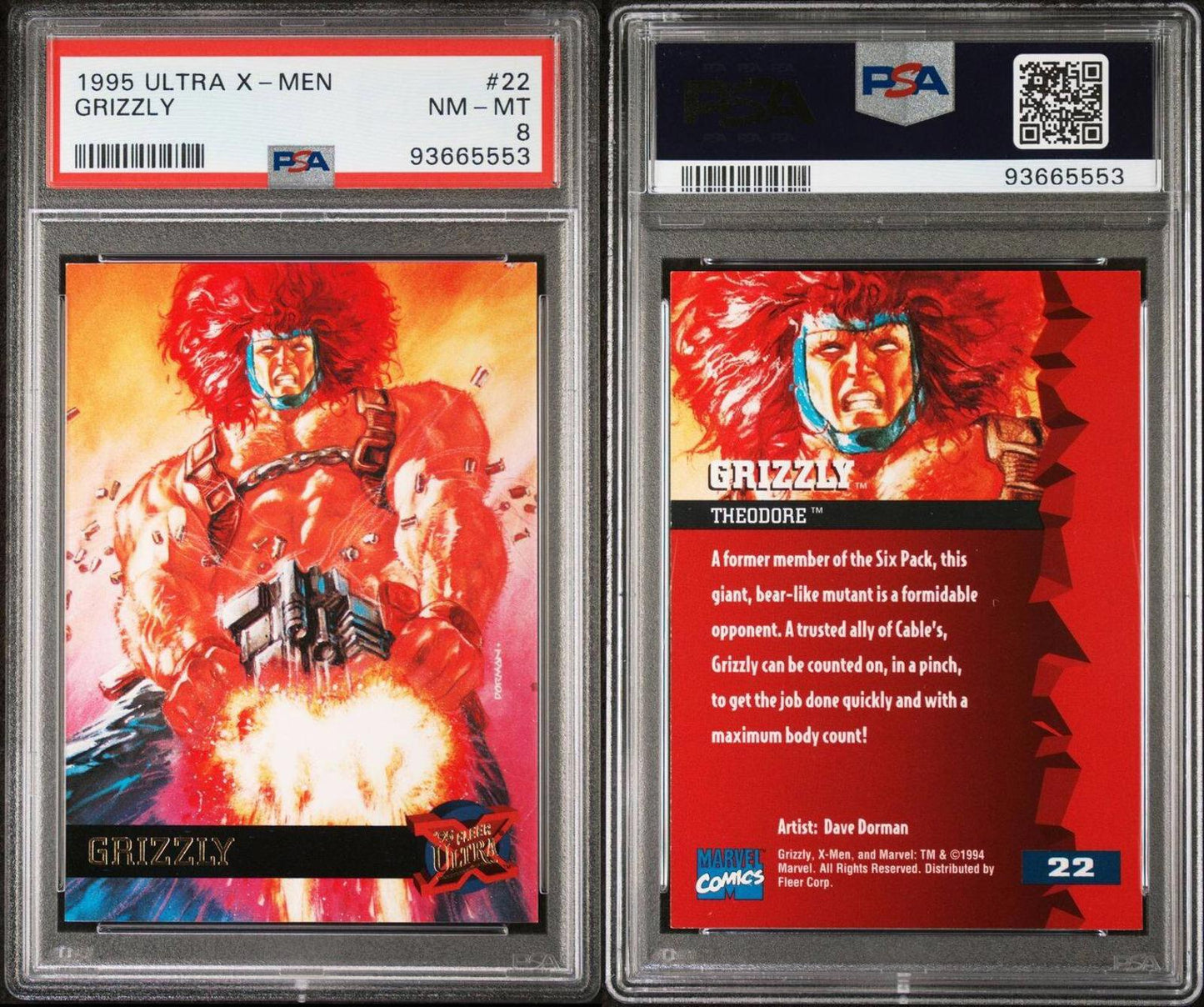 1995 Fleer Ultra X-men - Grizzly #22 - PSA 8