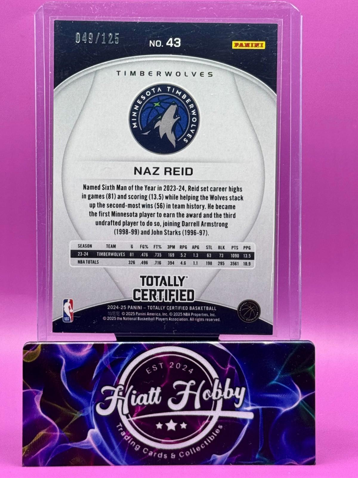 2024-25 Panini Total Certified - Naz Reid #43 - Pink Mirror /125