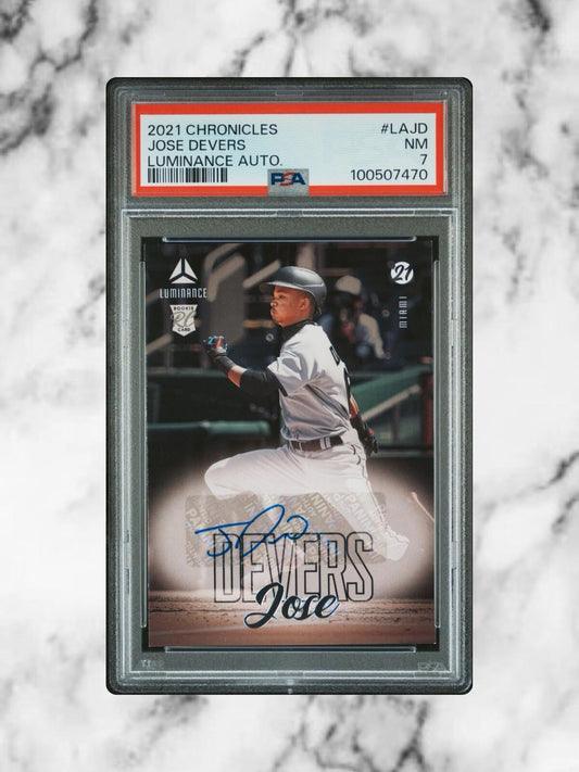 2021 Panini Chronicles - Luminance Autographs #LA-JD Jose Devers (AU, RC) PSA 7