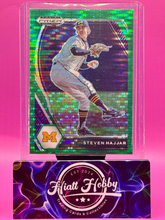 2021 Panini Prizm Draft Picks - Steven Hajjar #PDP61 - Green Hyper Prizm (RC)