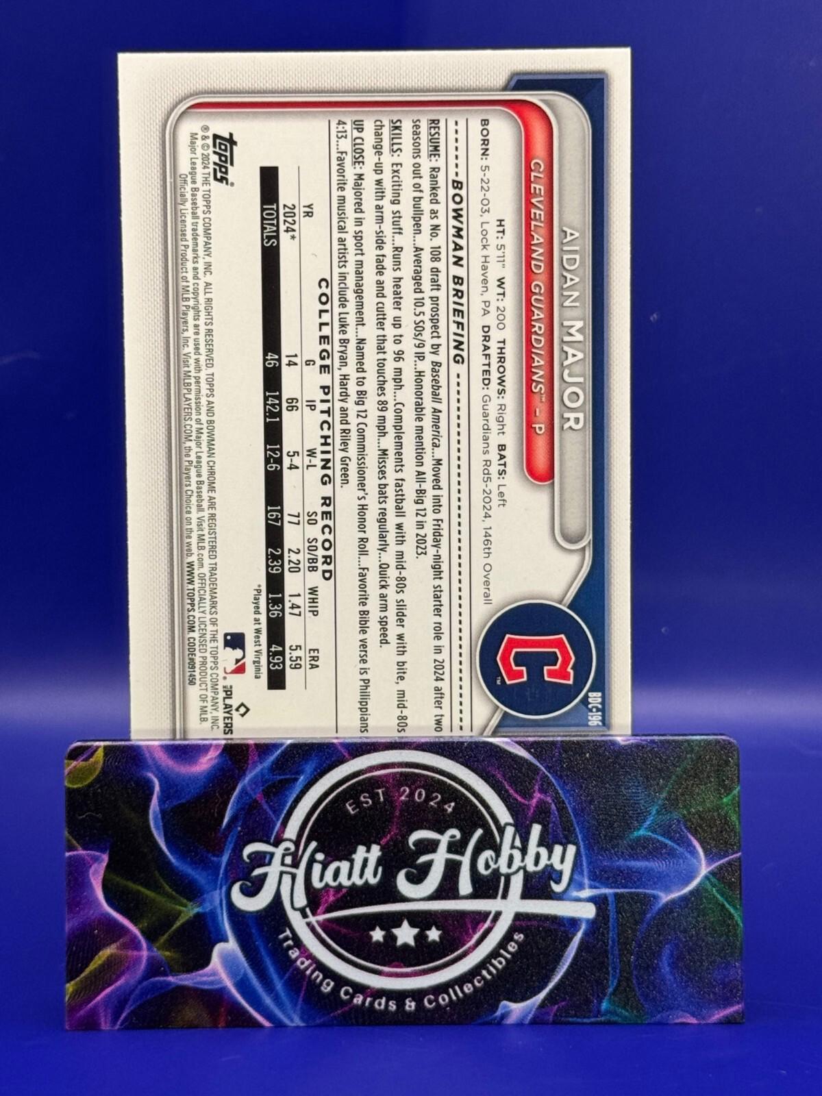 2024 Bowman Draft Baseball - Aidan Major #BDC-196 - Chrome Fuschia Lunar /199