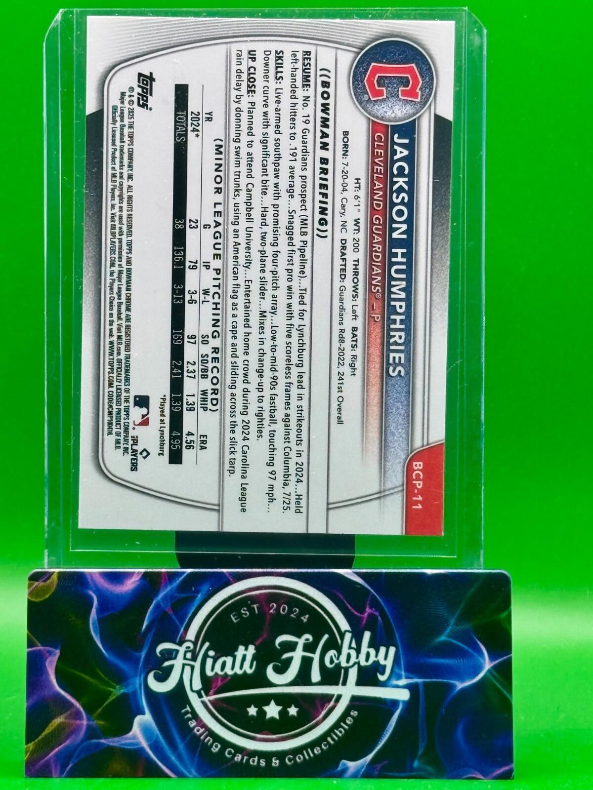 2025 Bowman Chrome - Jackson Humphries #BCP-11 - Green Grass Refractor /99