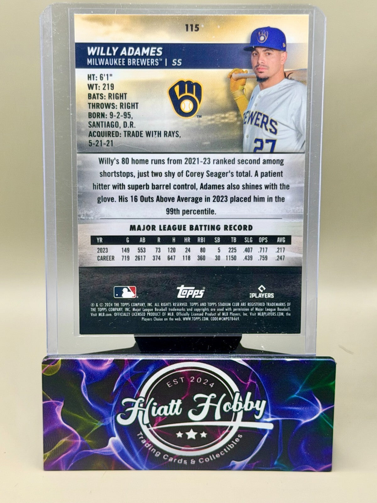 2024 Topps Stadium Club - #115 Willy Adames - Chrome