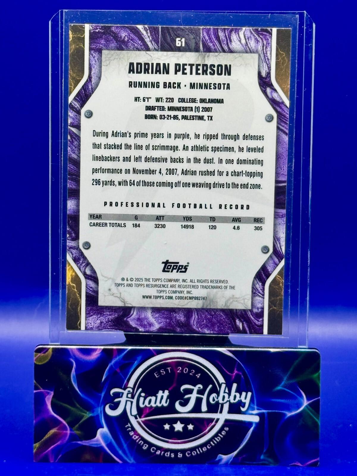 2024 Topps Resurgence - Adrian Peterson #61 Sky Blue & Pink Shock