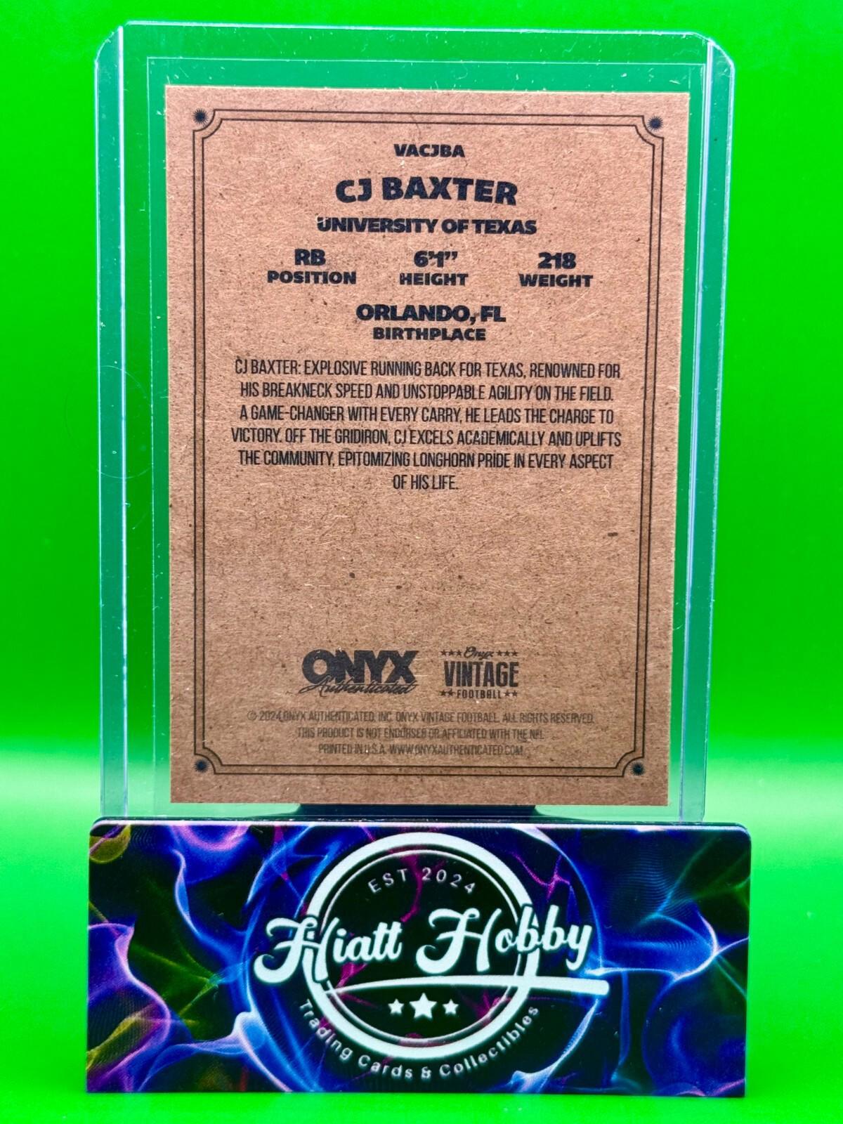 2024 Onyx Vintage Football - CJ Baxter #VACJBA - Auto (AU,RC)