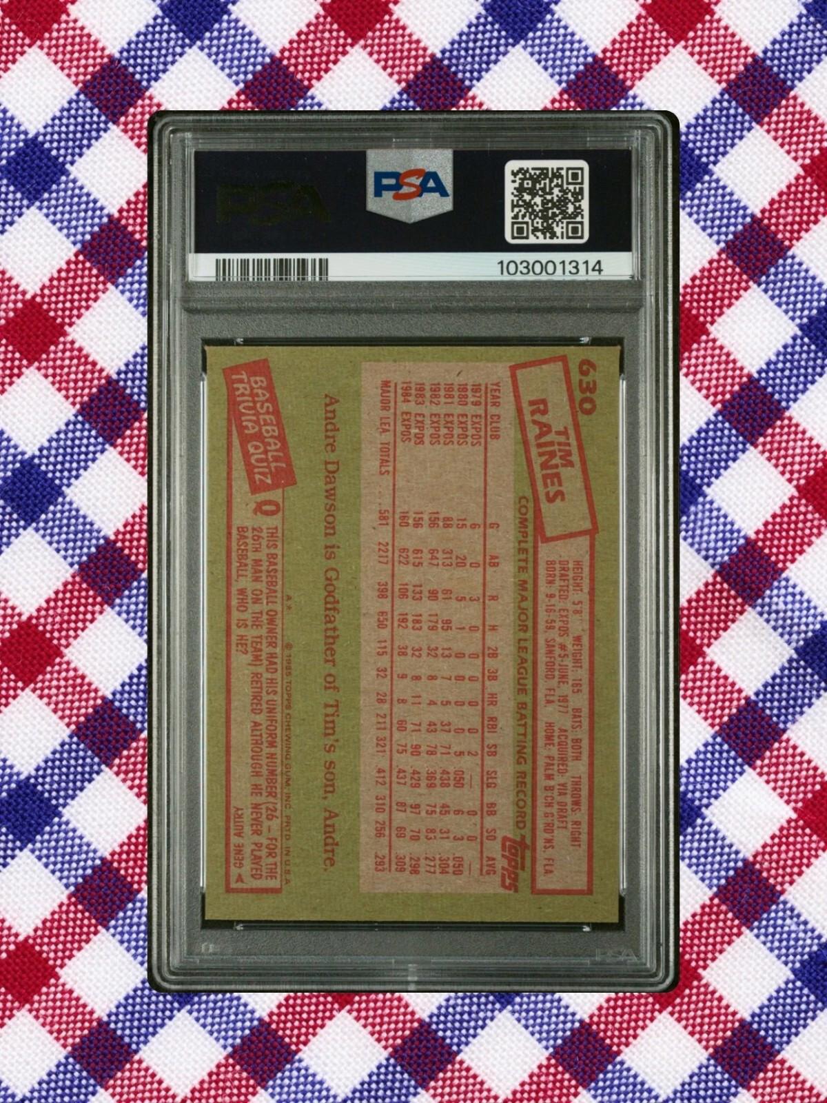 1985 Topps - Tim Raines #630 - PSA 7