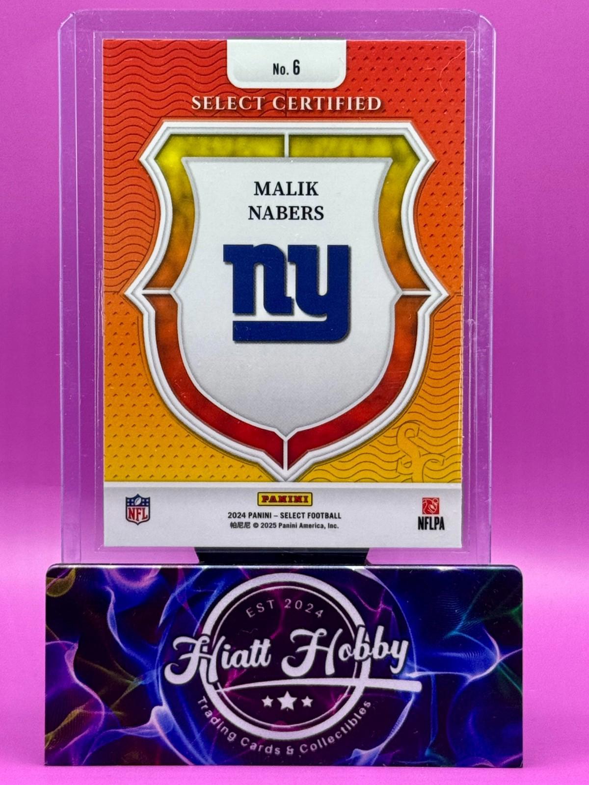 2024 Panini Select Football - Malik Nabers #6 - Select Certified (RC)