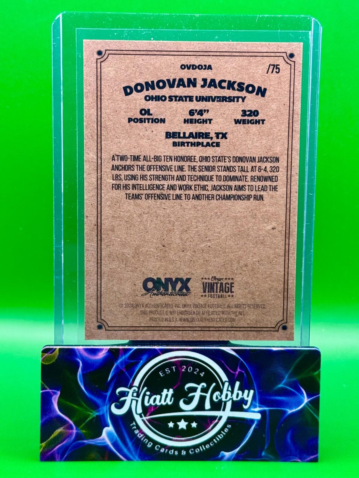 2024 Onyx Vintage Football - Donovan Jackson  #OVDOJA - Orange /75 (RC)