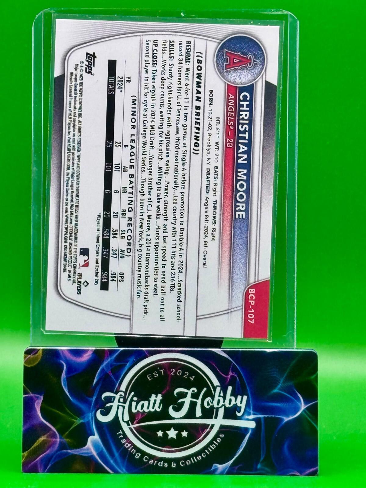 2025 Bowman Chrome - Christian Moore #BCP-107 - Purple Wave /199