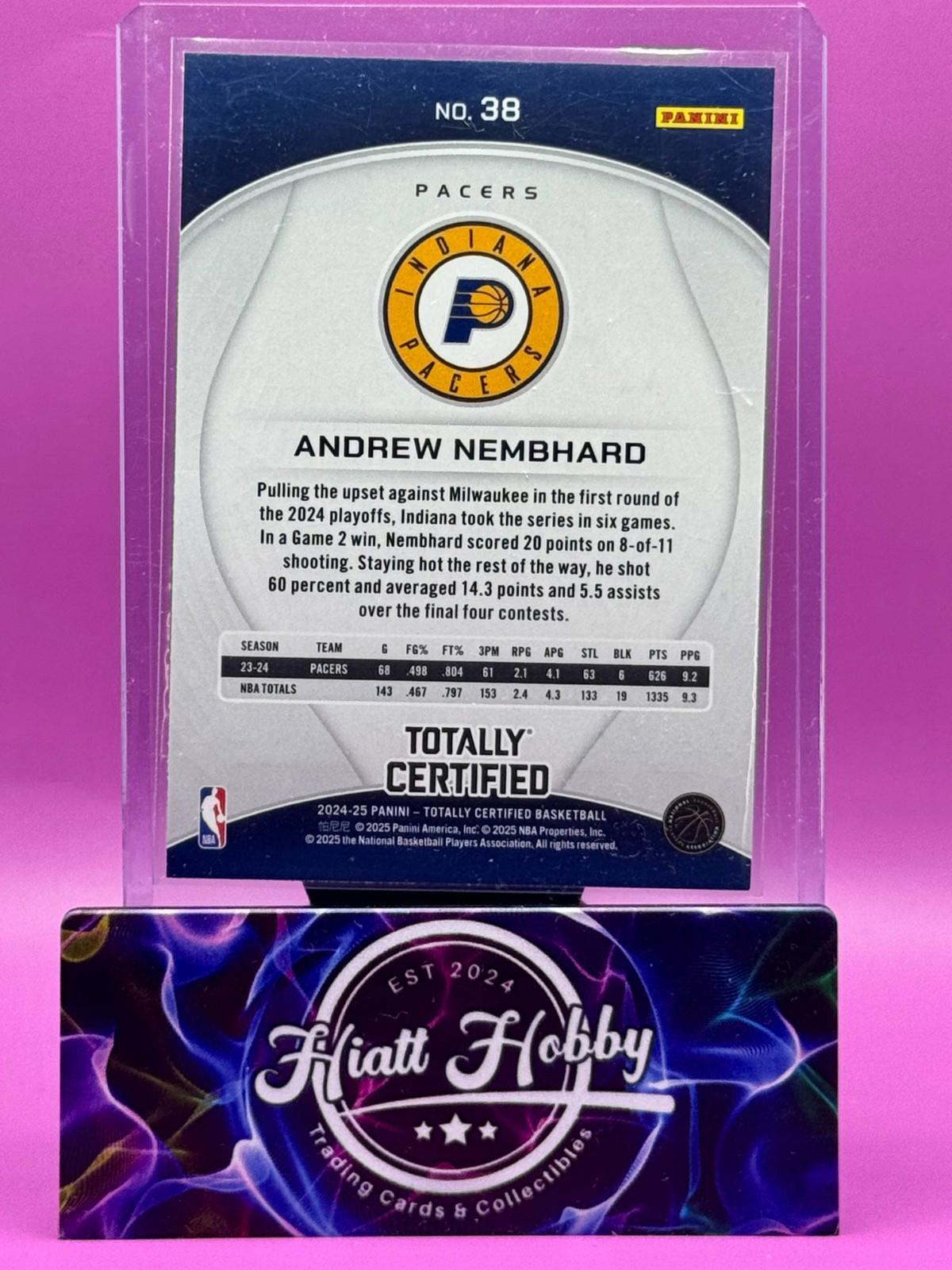 2024-25 Panini Total Certified - Andrew Nembhard #38 - Maroon Mirror