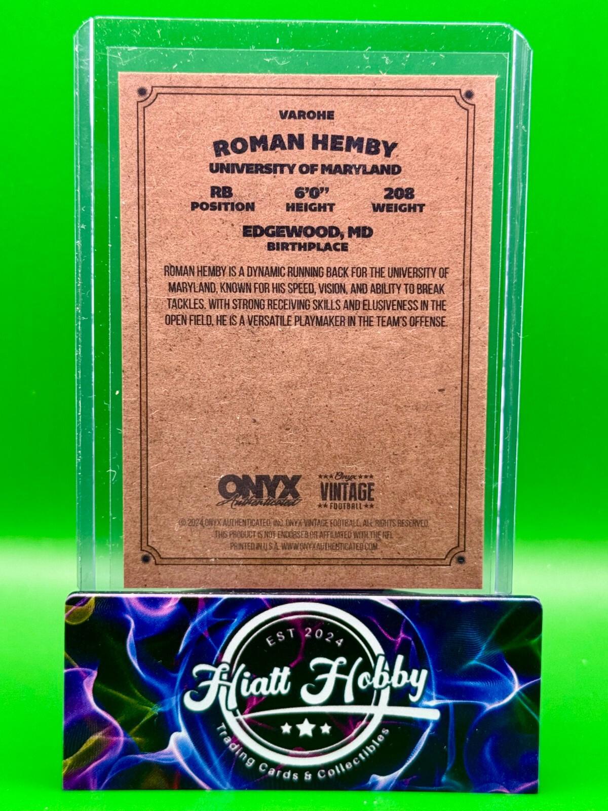 2024 Onyx Vintage Football - Roman Hemby #VAROHE - Auto (AU,RC)