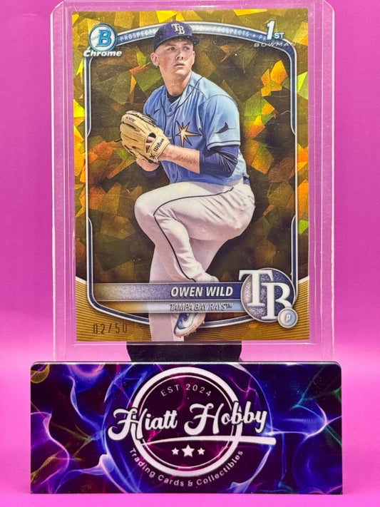 2025 Bowman Chrome Sapphire - Owen Wild #BCP-14 Gold Refractor /50 (RC)