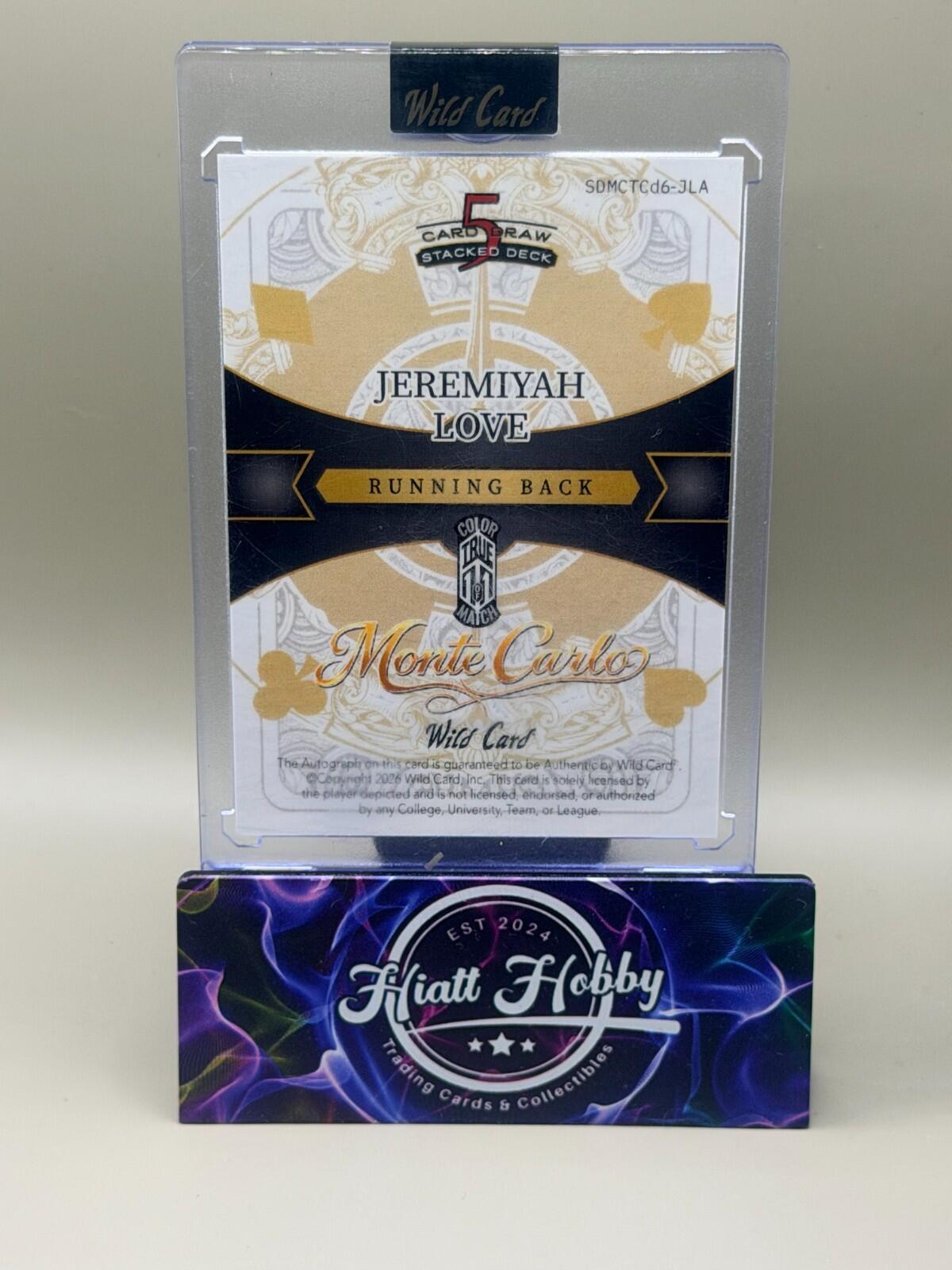 2025 Wild Card 5 Card Draw - Jeremiyah Love  Gold Monte Carlo Auto 1/1