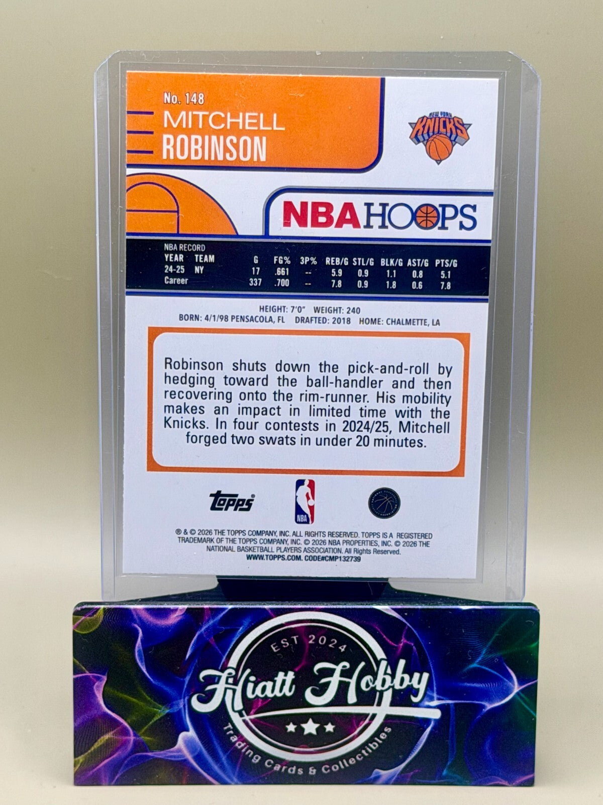 2025-26 NBA Hoops Basketball - #148 Mitchell Robinson - Green Hoops