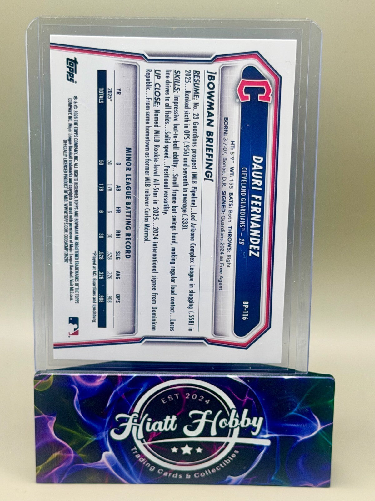 2026 Bowman Baseball - #BP-116 Dauri Fernandez - Sky Blue /499 (1st)