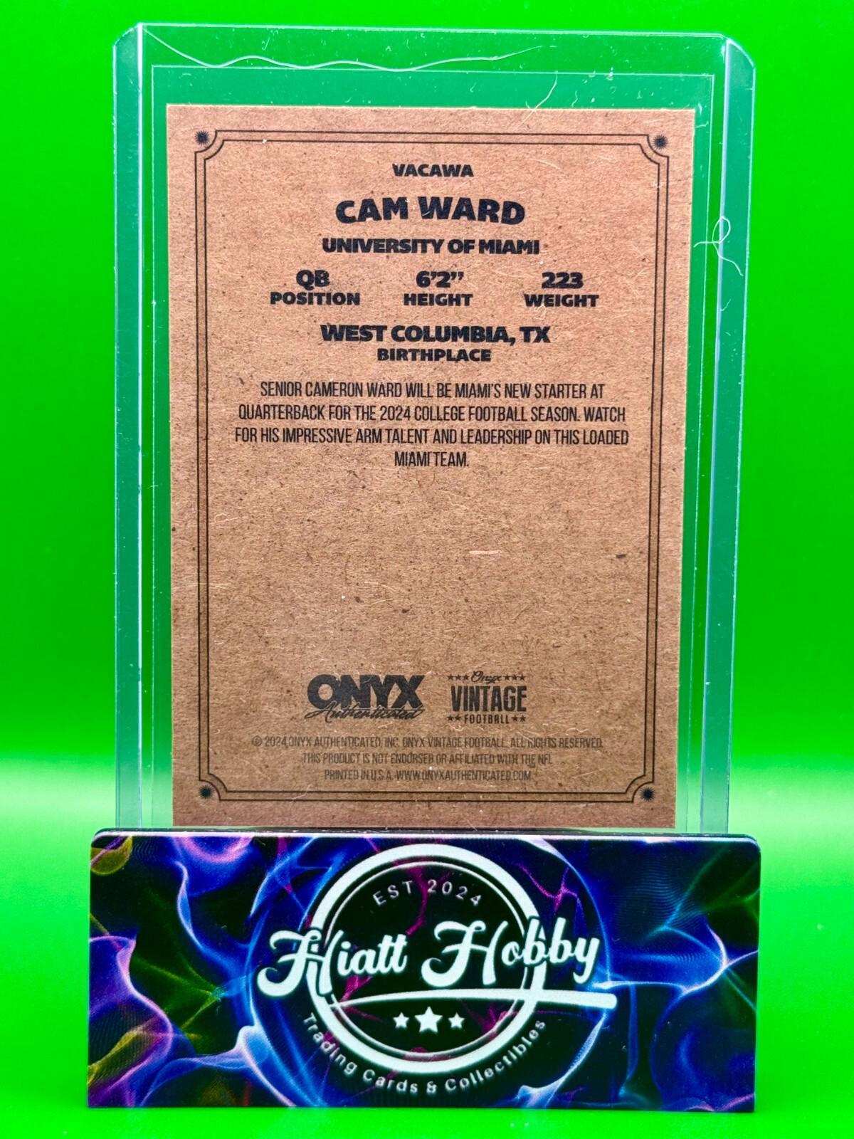 2024 Onyx Vintage Football - Cam Ward #VACAWA - On-Card Auto (AU,RC)