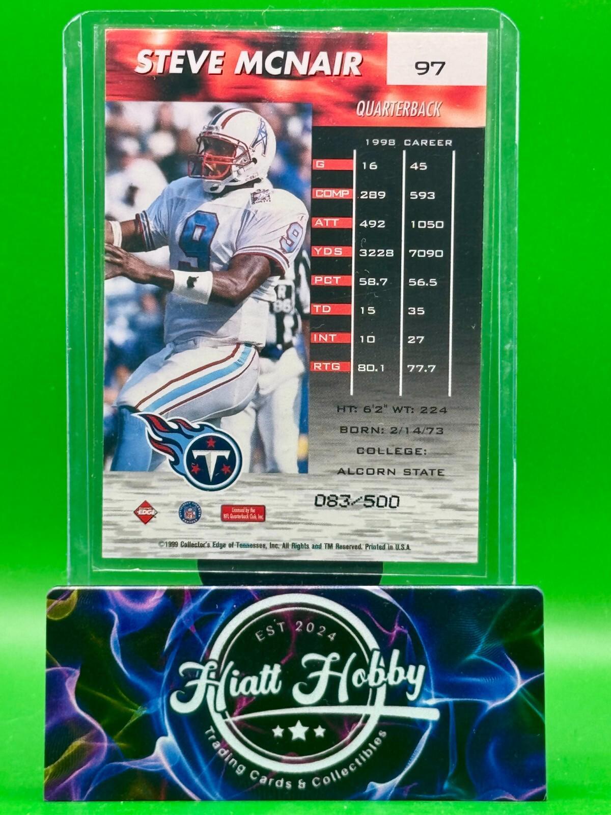 1999 Collector's Edge Fury Football - Steve McNair #97 - Galvanized /500