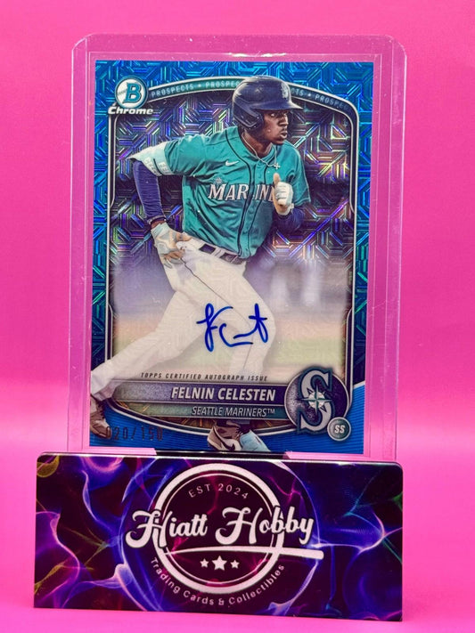 2025 Bowman Chrome - Felnin Celesten #BMA-FC Blue Mojo Auto /150 (AU, RC)