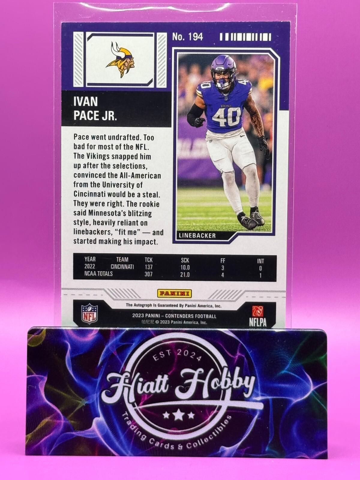 2023 Panini Contenders -  Divisional Ticket #194 Ivan Pace Jr. /99 (AU, RC)