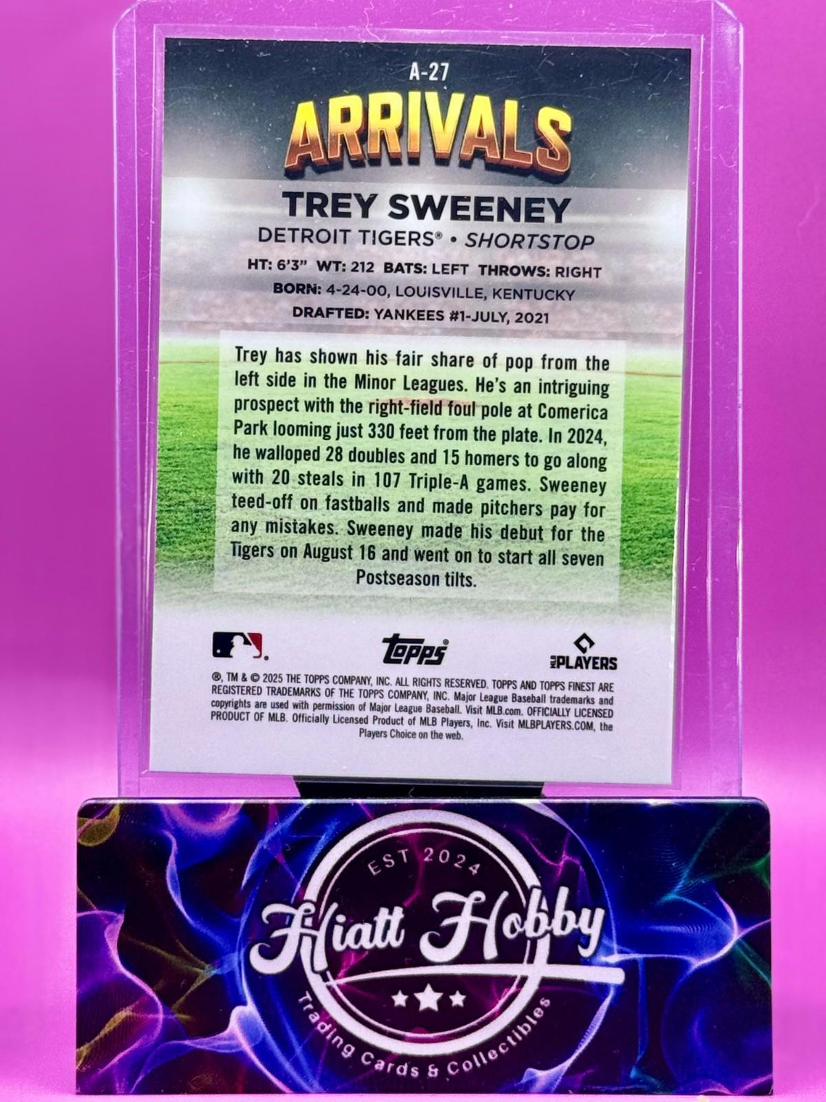 2025 Topps Finest - Trey Sweeney #A-27 - Arrivals (RC)