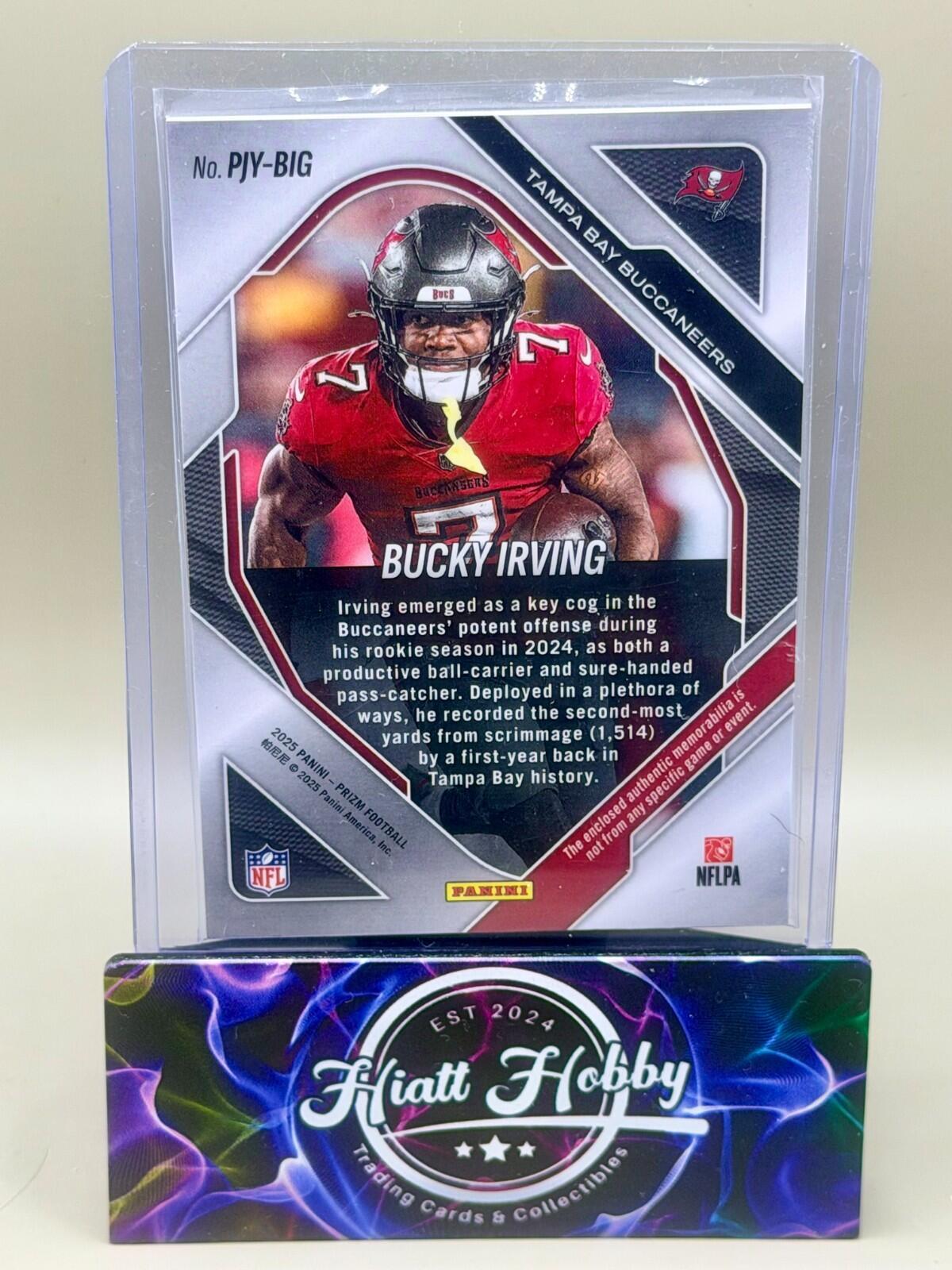 2025 Panini Prizm Football - #PJY-BIG Bucky Irving - Premier Jersey Silver Holo