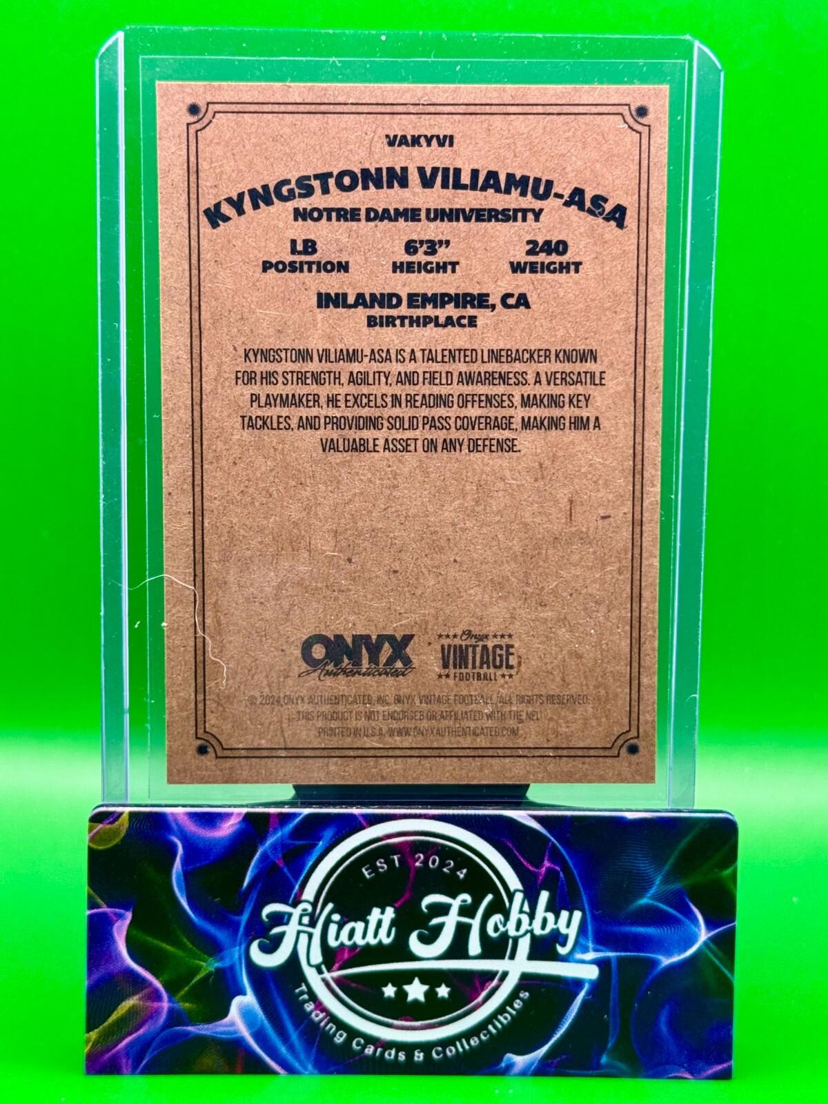2024 Onyx Vintage Football - Kyngstonn Viliamu-ASA #VAKYVI - Auto (AU,RC)
