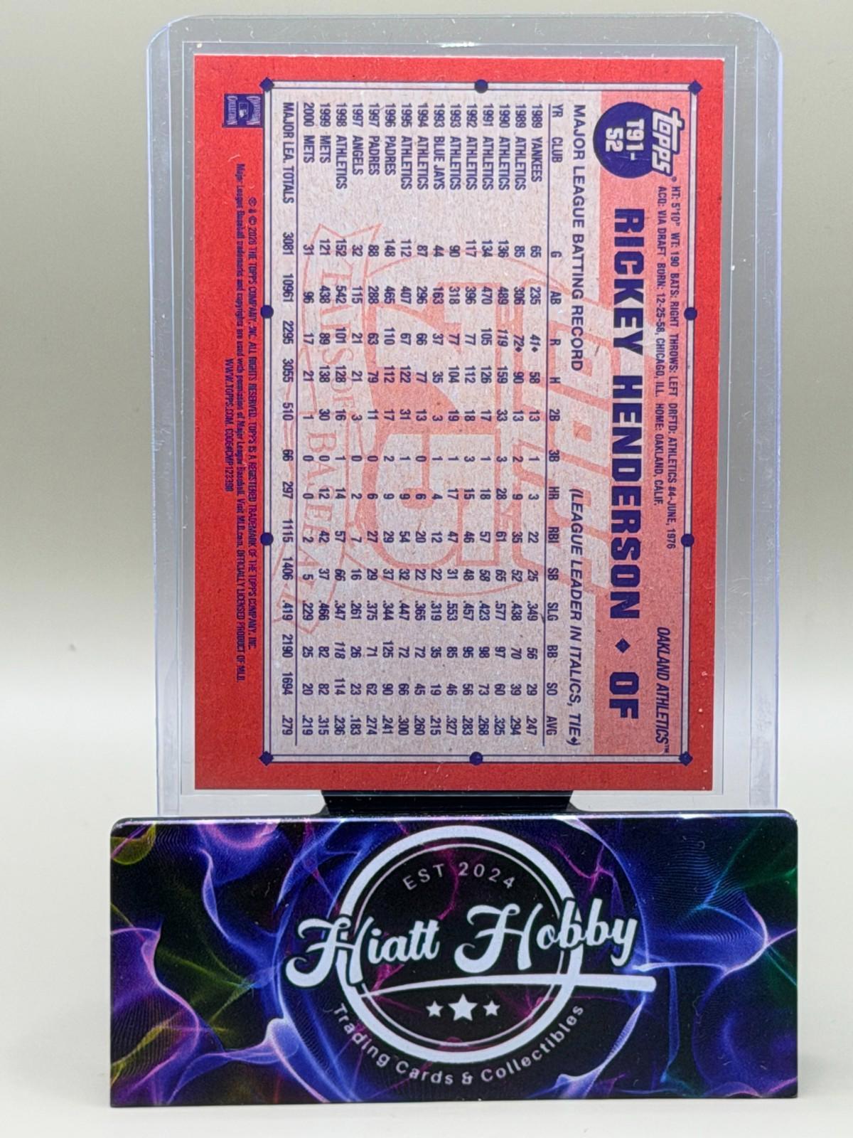 2026 Topps Series 1 #T91-52 Rickey Henderson - 35th Anniversary
