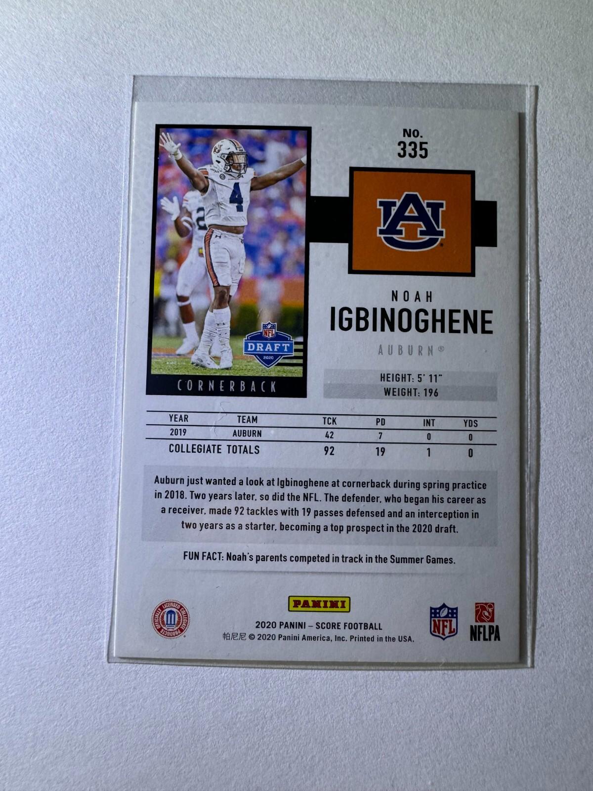 2020 Panini Score Football Noah Igbinoghene #335