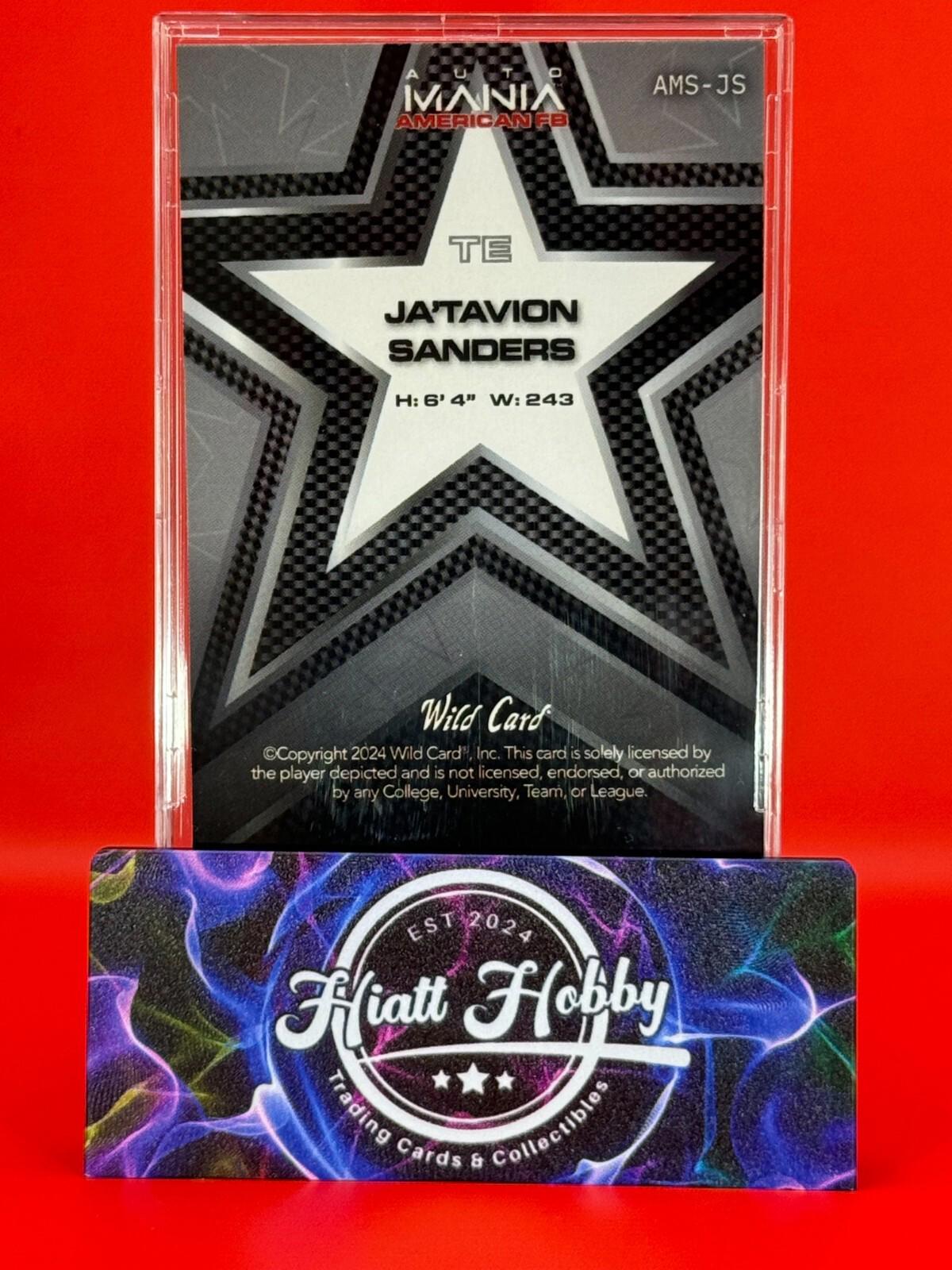 2024 Wild Card Auto Mania -Ja'Tavion Sanders #AMS-JS - Cracked Ice Fireworks 1/1